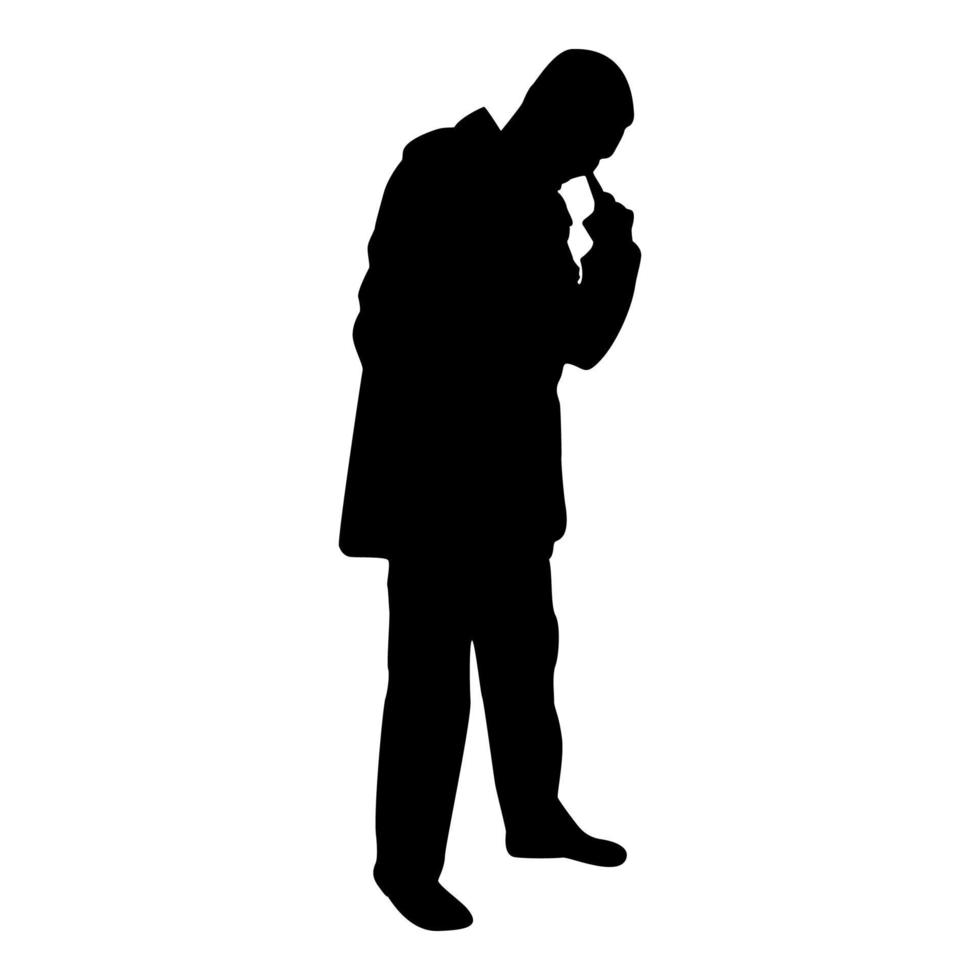 Silhouette man poking in nose use finger male vector