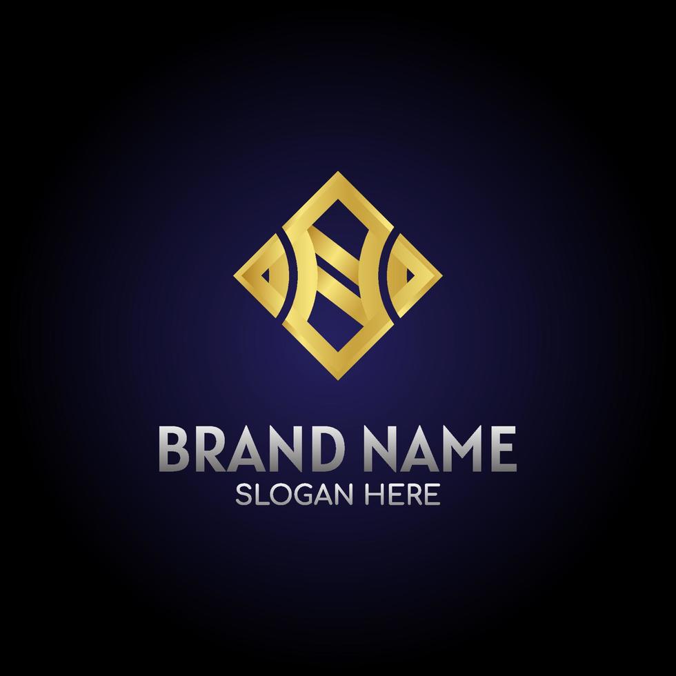 Letter N in frame abstract luxury monogram initial letters vector logo template