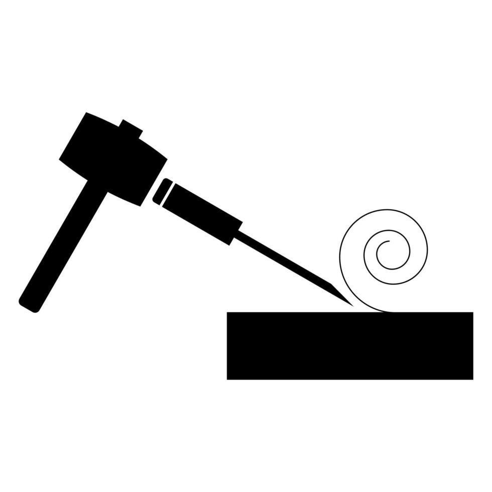 Hammer and wood carpentry icon black color vector illustration image flat style
