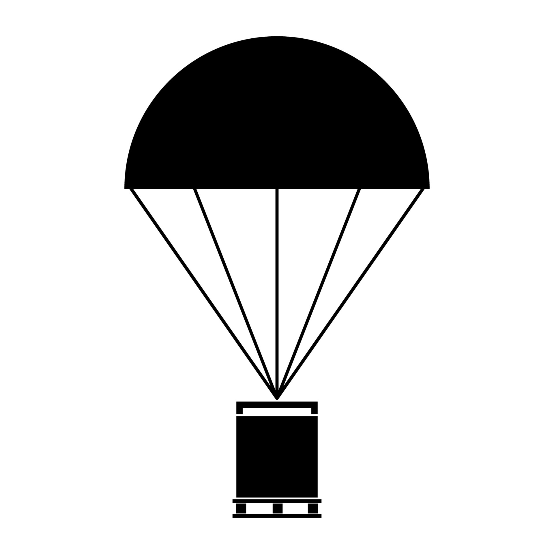 Parachute with cargo icon black color vector illustration image flat ...