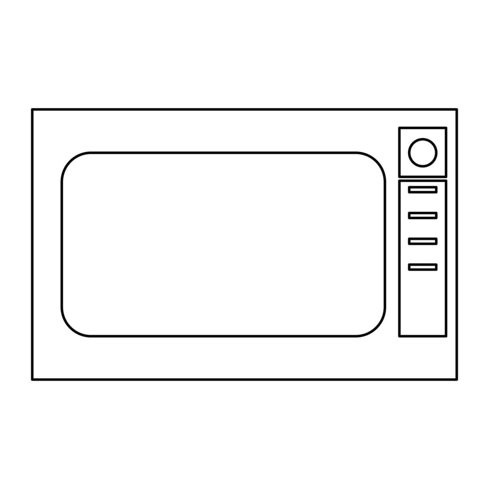 horno de microondas contorno contorno línea icono color negro vector ilustración imagen estilo plano delgado