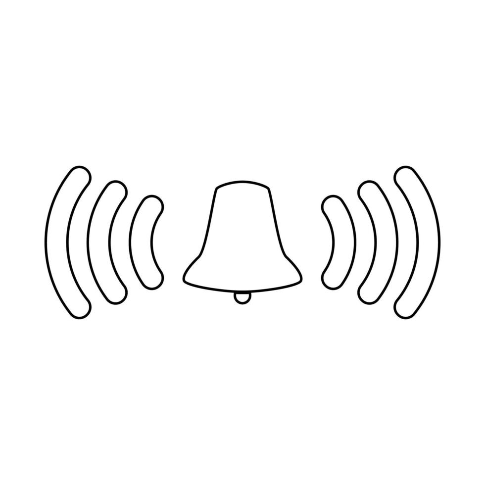Ringing bell contour outline line icon black color vector illustration image thin flat style