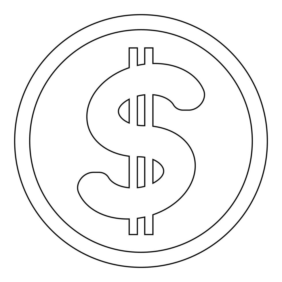 Dollar in the circle the black color icon vector