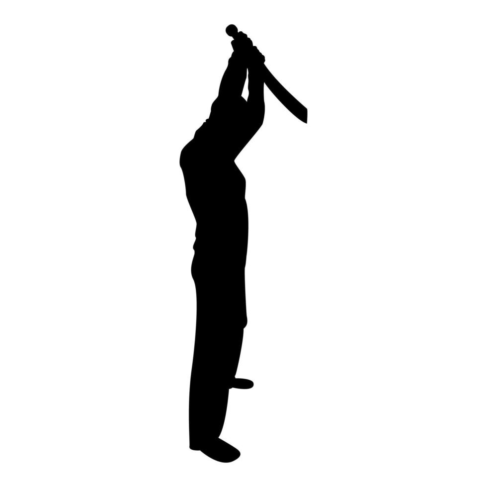 Silhouette man with sword machete from above cold vector