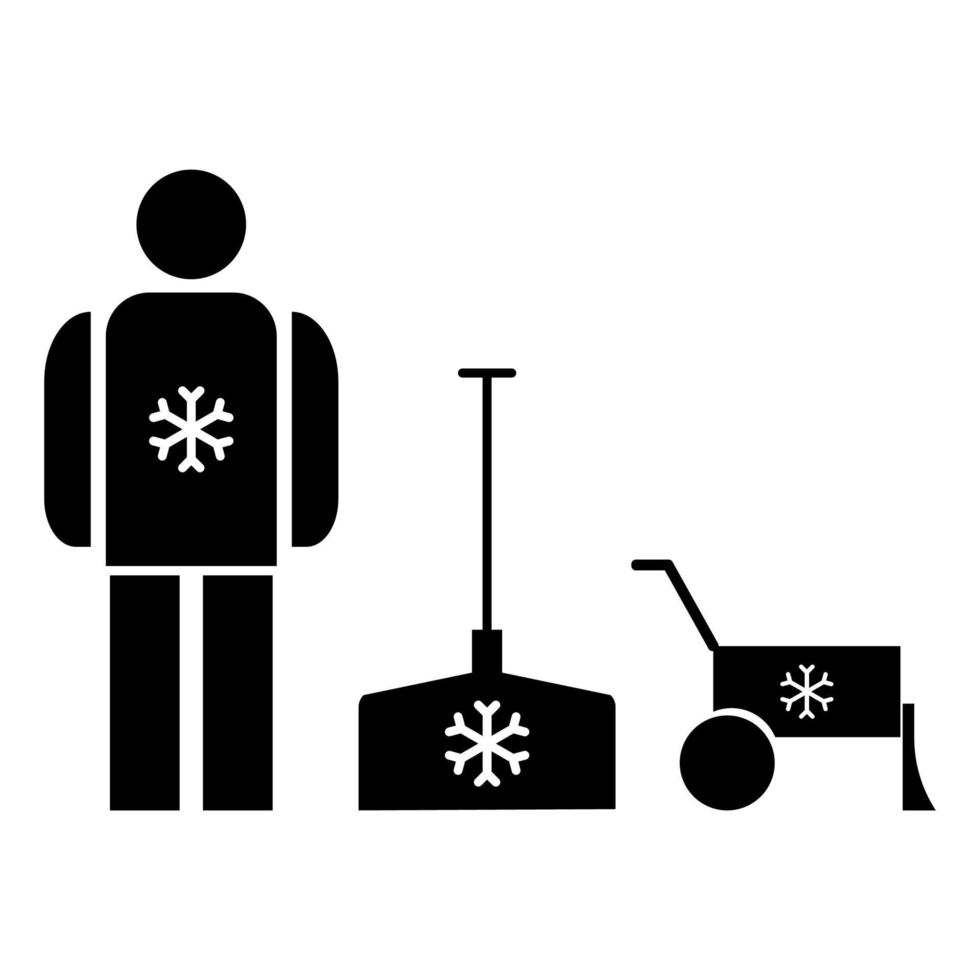 Snow removal icon black color vector illustration image flat style