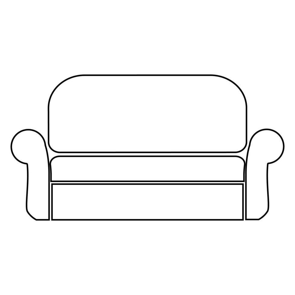 Sofa contour outline line icon black color vector illustration image thin flat style