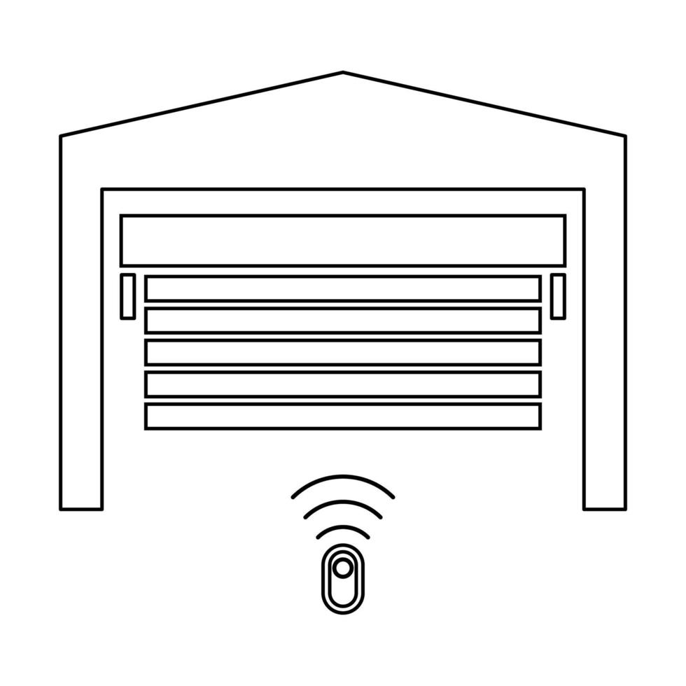 Garage door contour outline line icon black color vector illustration image thin flat style