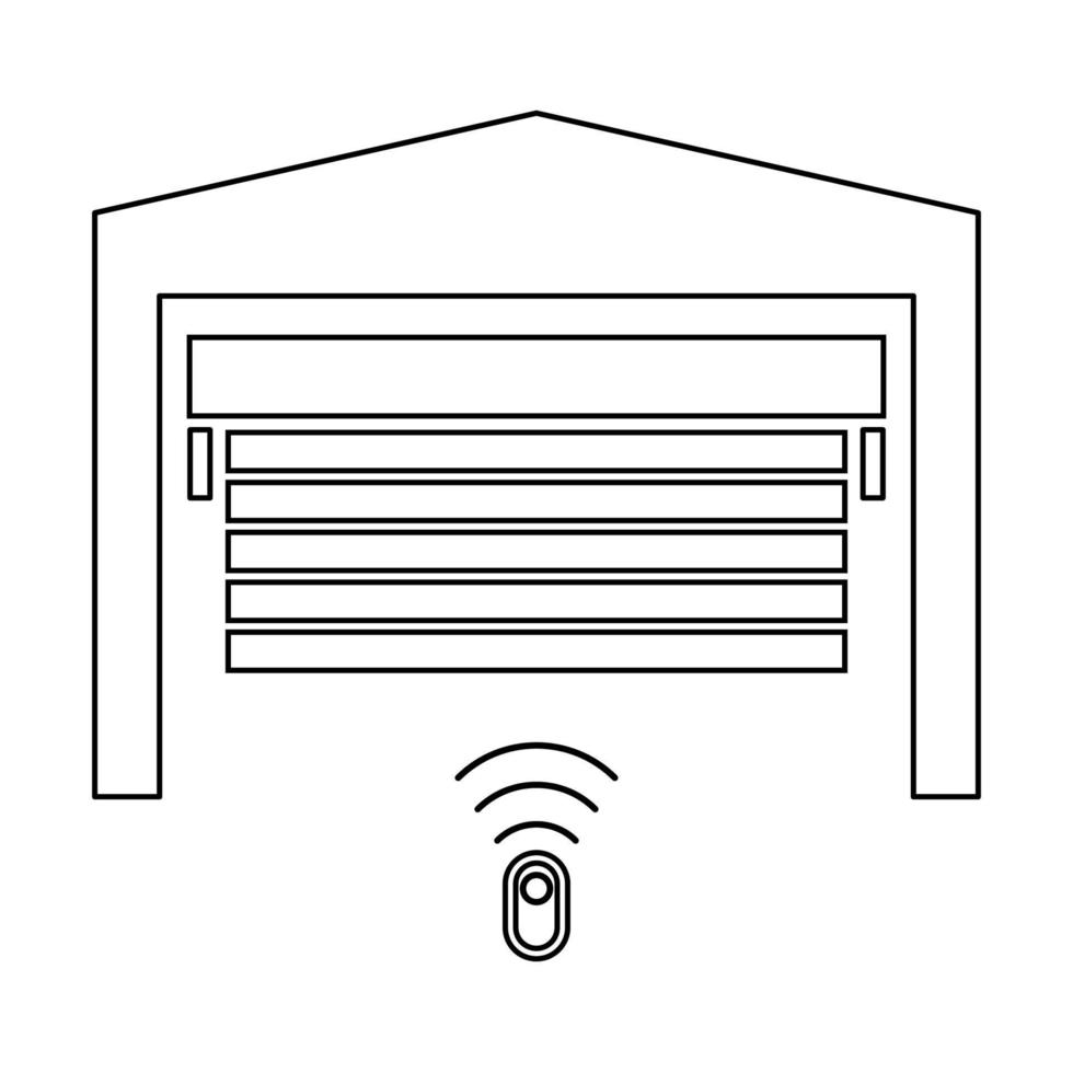 Garage door contour outline line icon black color vector illustration image thin flat style