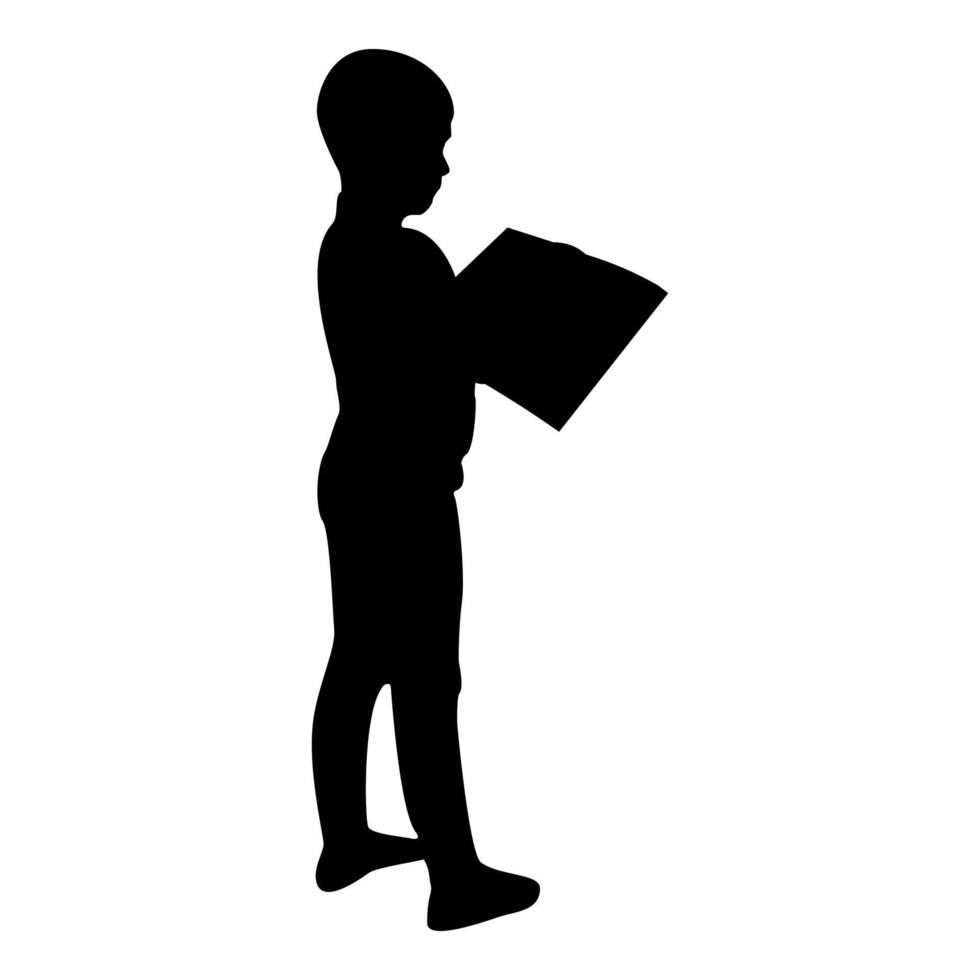 Silhouette boy reading book standing teen male vector