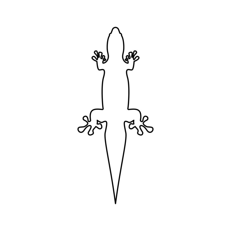 Lizard contour outline line icon black color vector illustration image thin flat style