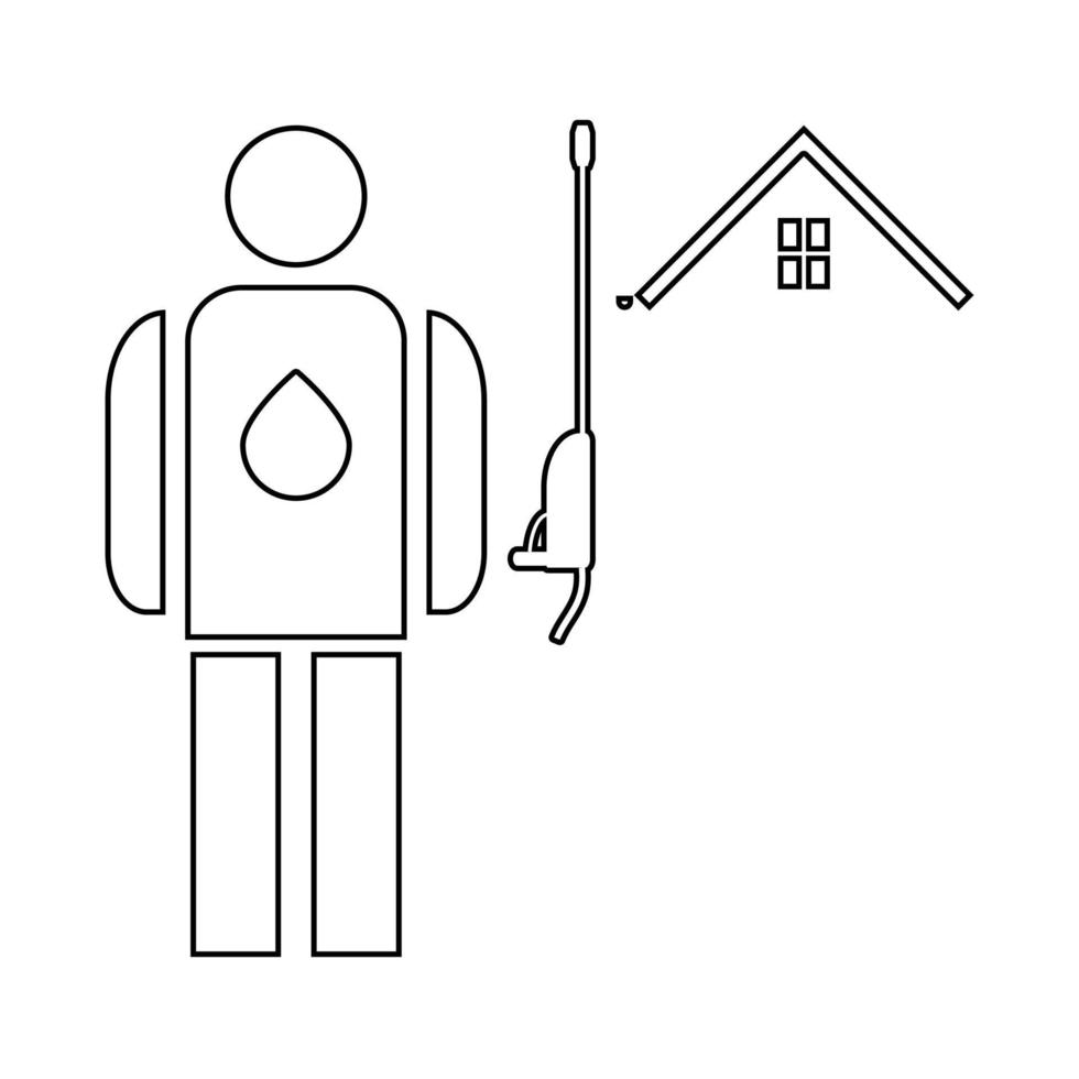 Power washing and gutter cleaning contour outline line icon black color vector illustration image thin flat style