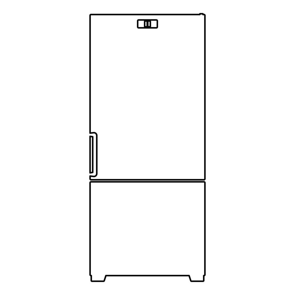 Refrigerador contorno contorno línea icono color negro vector ilustración imagen estilo plano delgado