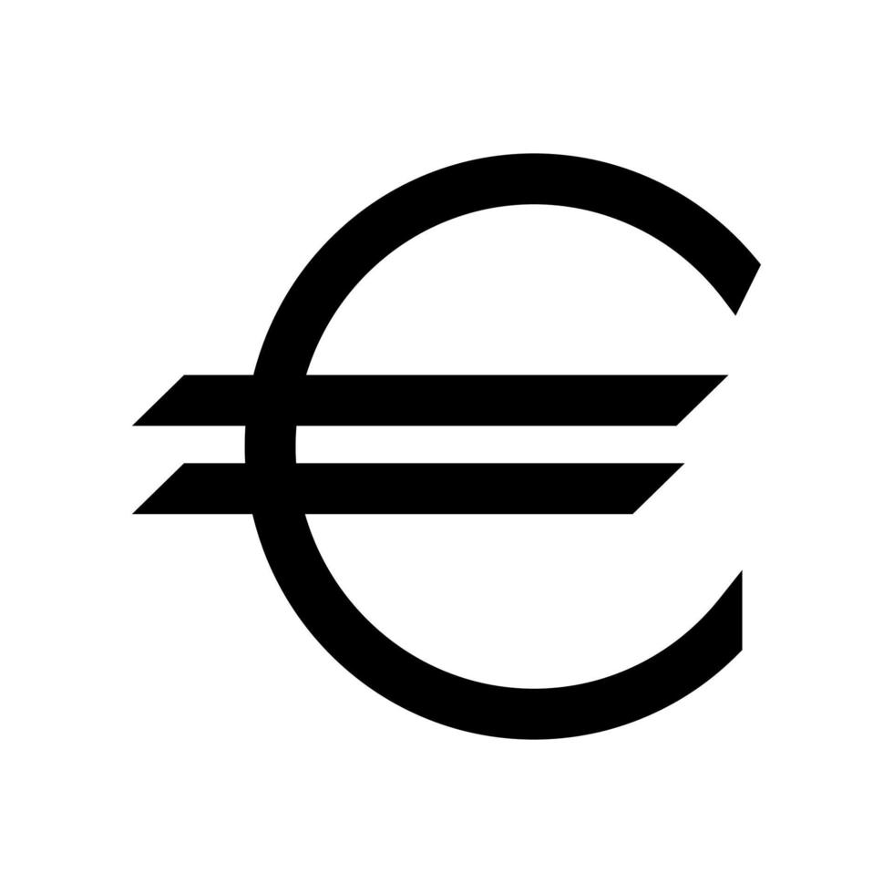 símbolo del euro el icono negro de color negro. vector