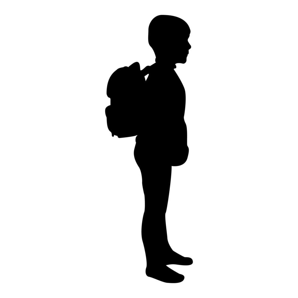 Silhouette schoolboy with backpack pupil stand vector