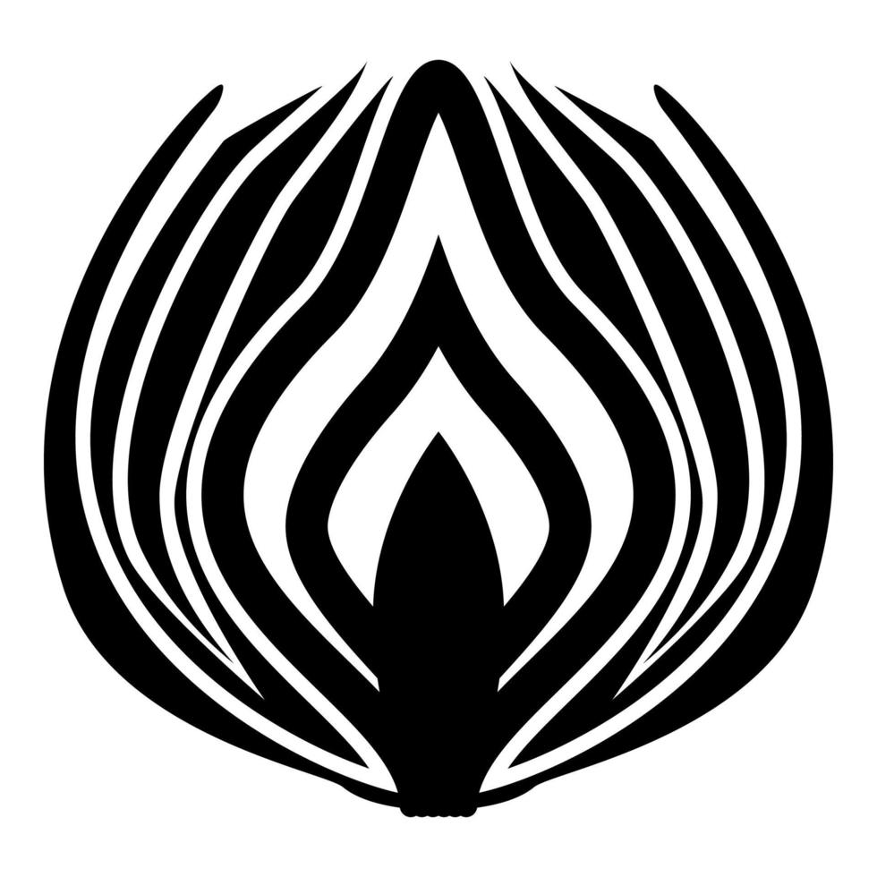 Silhouette onion cut in half part bulbs chopped vector