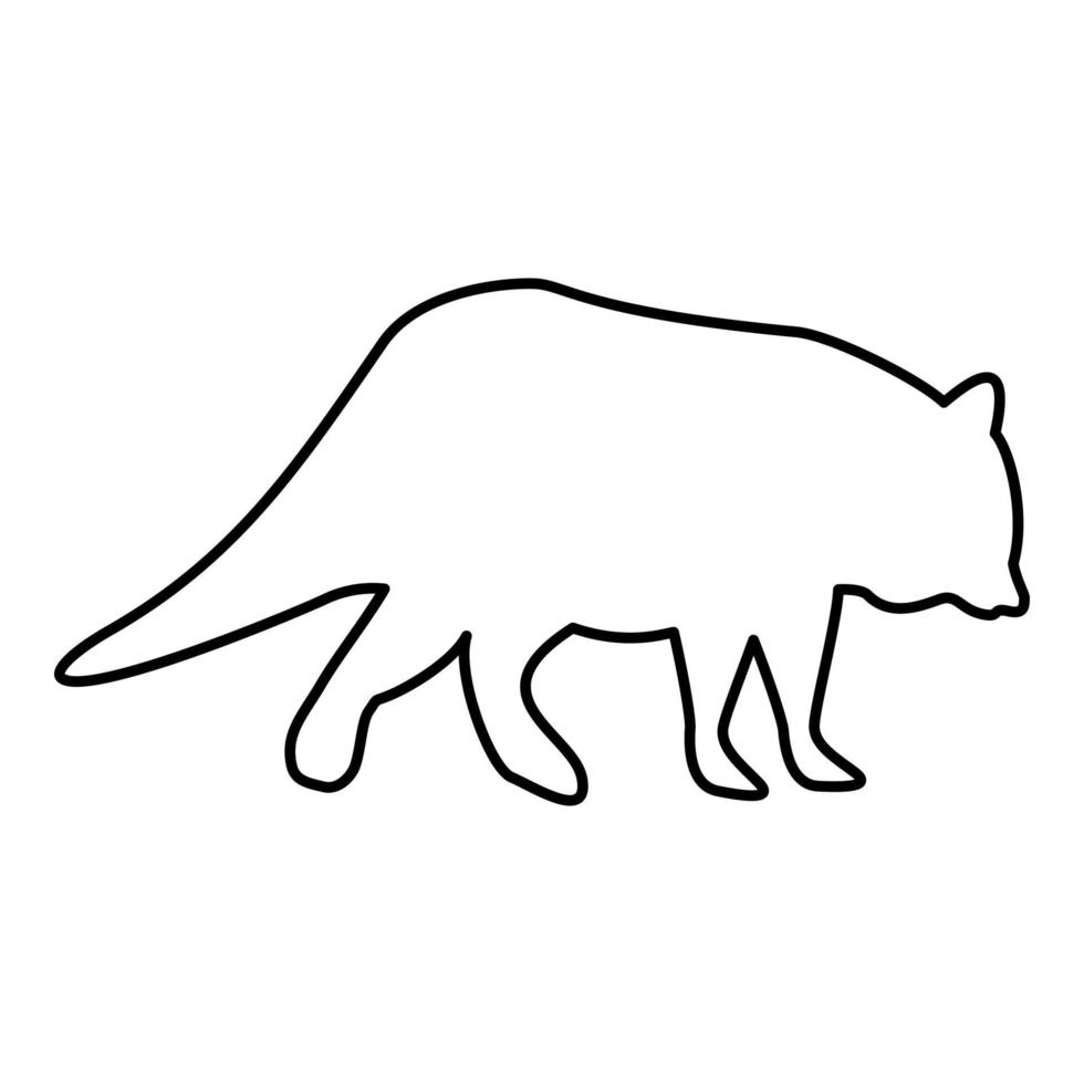 vector de color negro de contorno de mapache coon