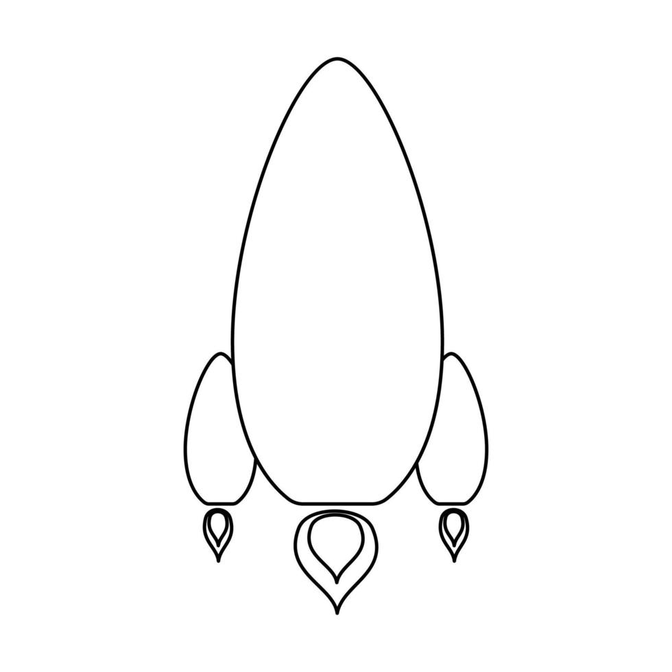 Rocket contour outline line icon black color vector illustration image thin flat style