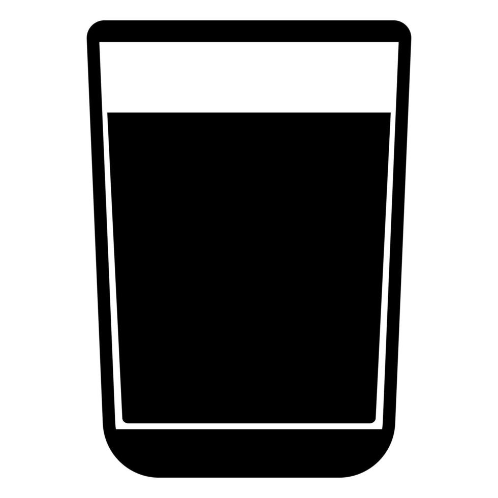 Glass with fluid the black color black icon . vector