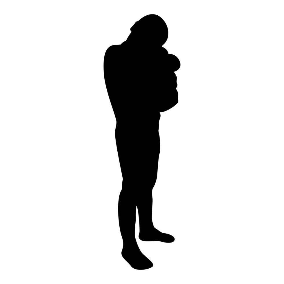 Silhouette boy hugs pillow arm child holds vector