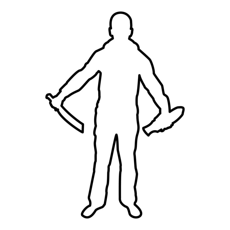 Man with sword machete remove sheath scabbard vector