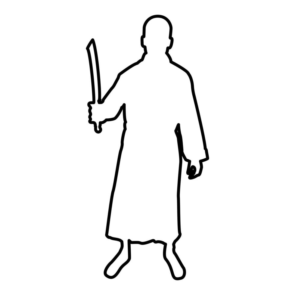 Man with sword machete Cold weapons in hand vector