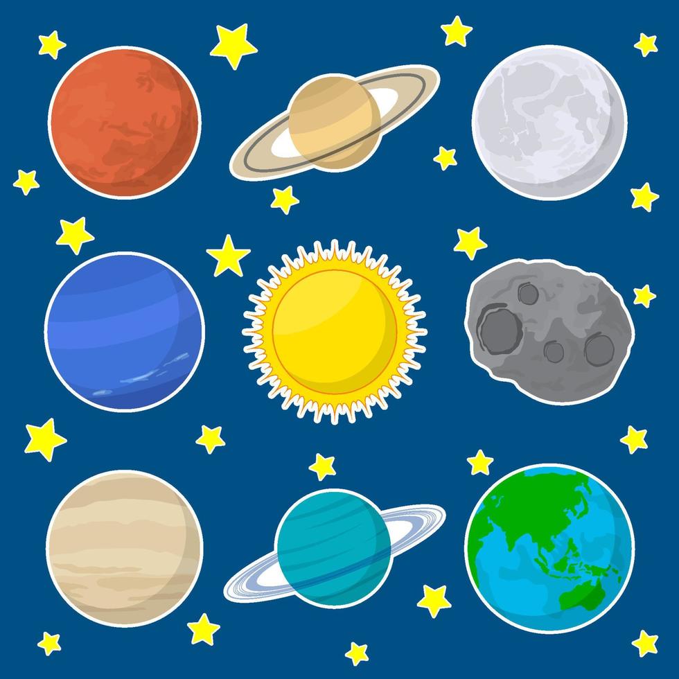 Celestial Bodies Icon Set vector