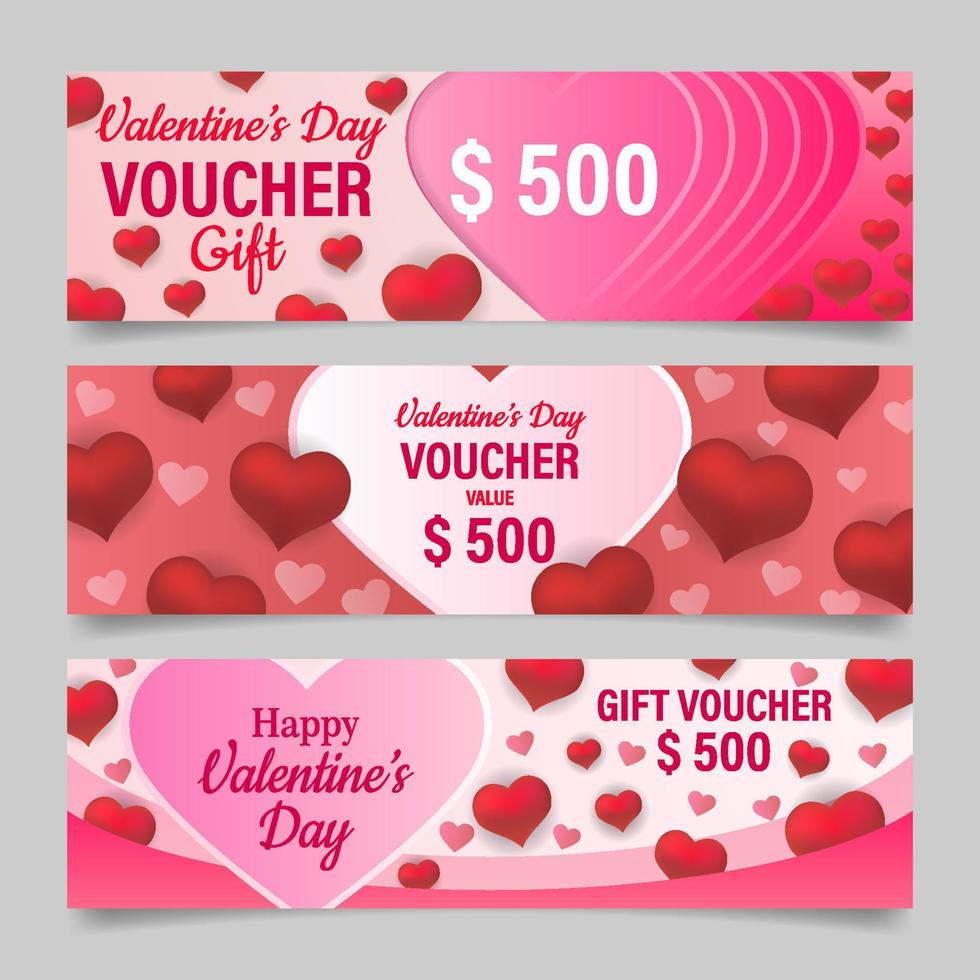 Valentine's Day Festivity Hearts Vouchers vector