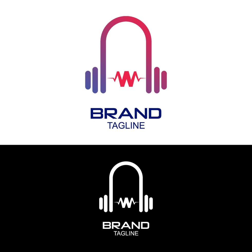 Illustration vector logo of head phone with electric pulse. Fit for DJ business, music industries etc. Vector illustration