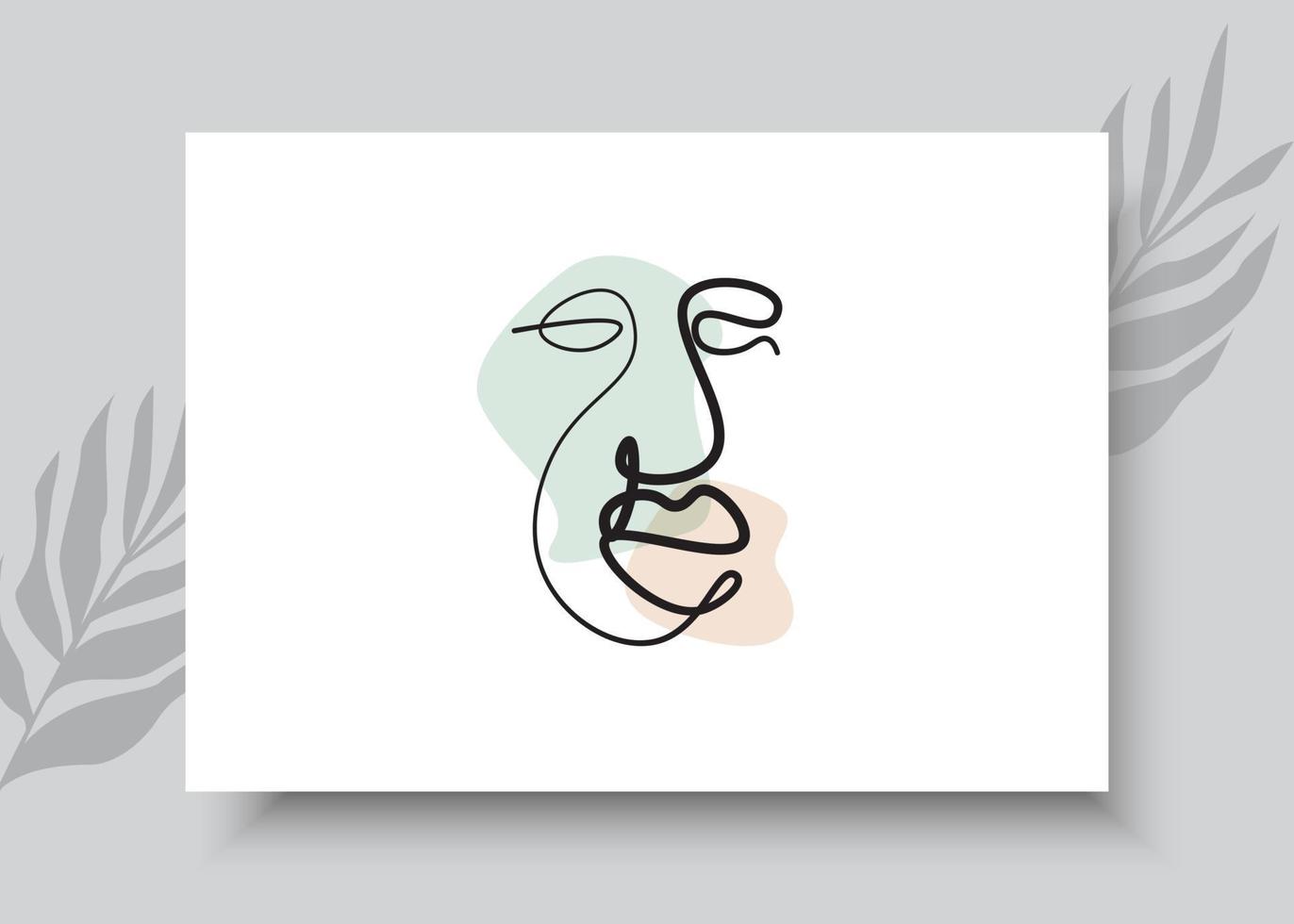 Abstract face continuous one line drawing style 03 vector