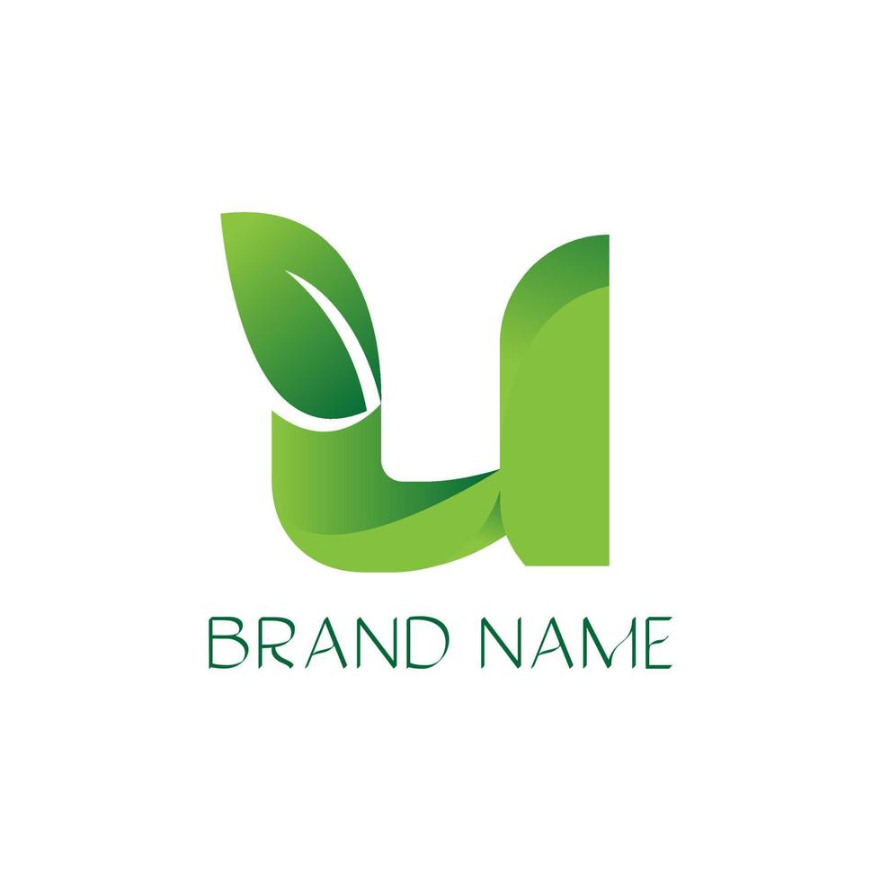 Initial letter U with leaf monogram vector logo template