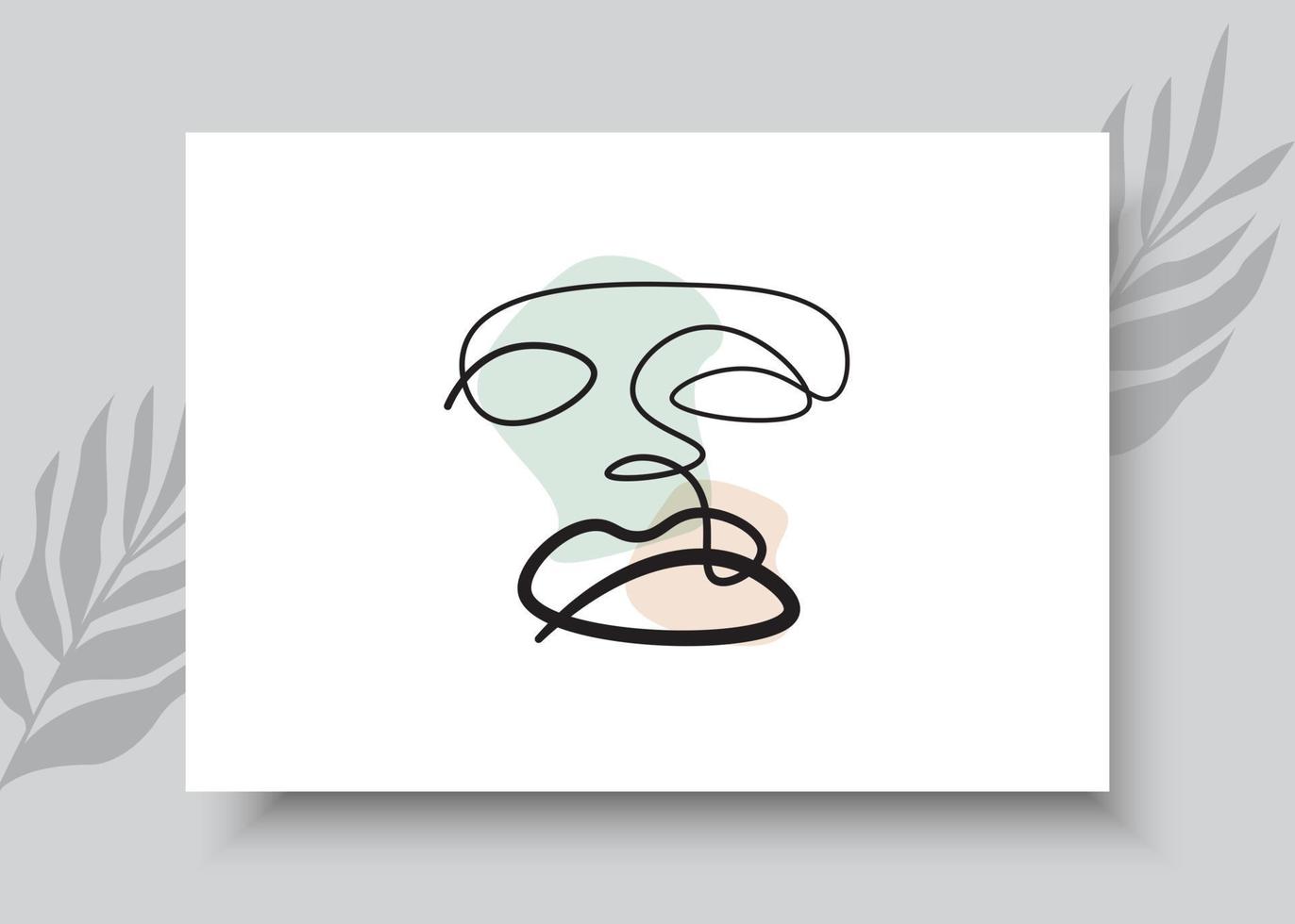Abstract face continuous one line drawing style 04 vector