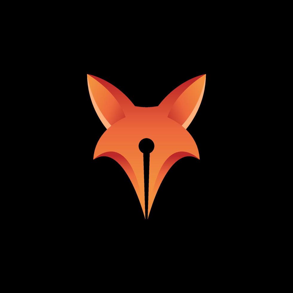 Illustration vector logo template of fox pen