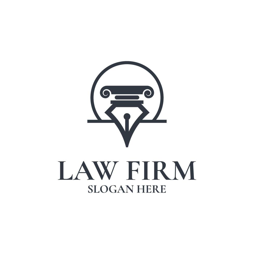 Vector logo template of law firm with pen