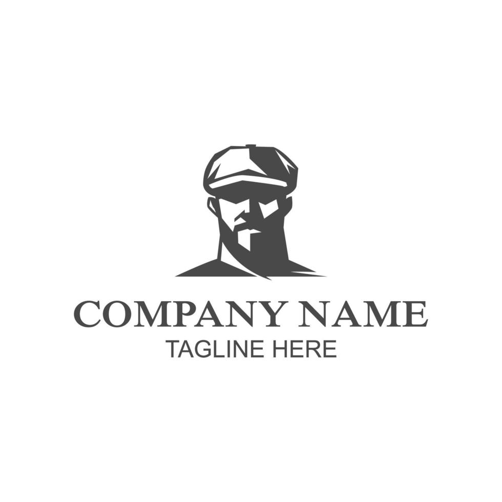 Illustration vector graphic of Face logo of a man wearing hat. Vector logo template