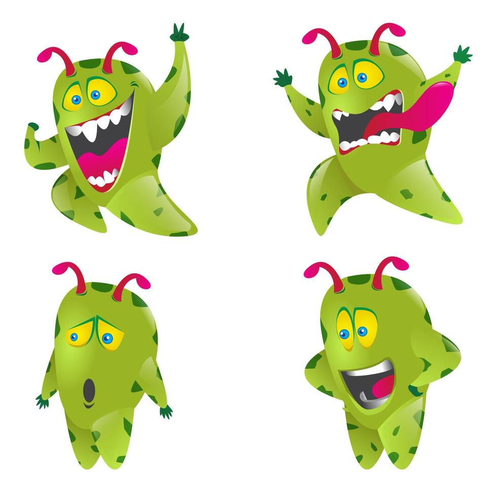 Set of cute cartoon monsters character illustration. Vector set of cartoon monsters isolated.Design for print, party decoration halloween, t-shirt, illustration, logo, emblem or sticker