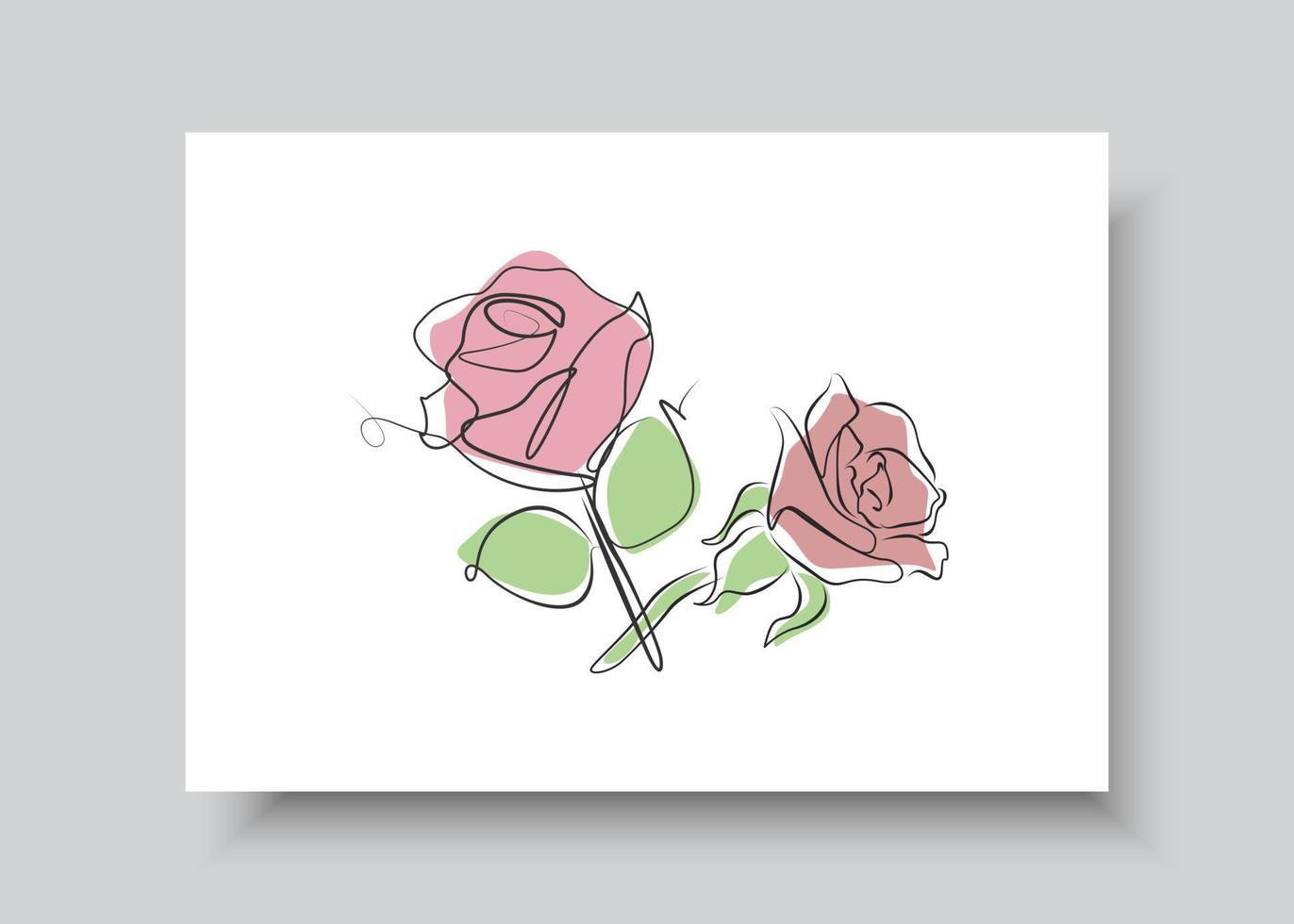 línea de arte de flor rosa. ilustración vectorial dibujada a mano abstracta. diseño de arte de plantas abstractas para impresión, decoración del hogar, portada, papel tapiz, carteles de arte de pared mínimos y naturales vector