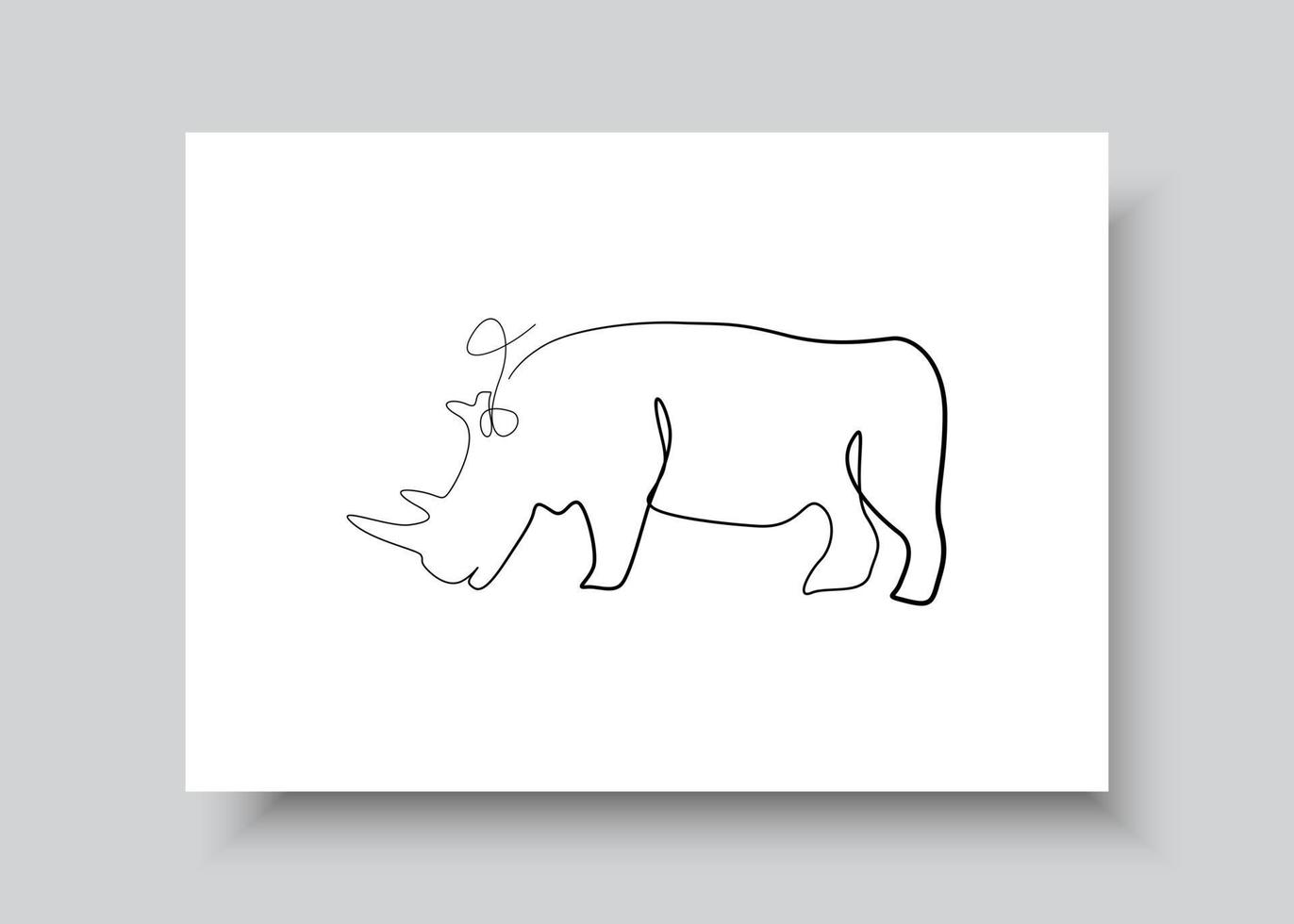 Line art of rhino. Abstract hand drawn vector illustration. Abstract Plant Art design for print, home decor, cover, wallpaper, Minimal and natural wall art posters