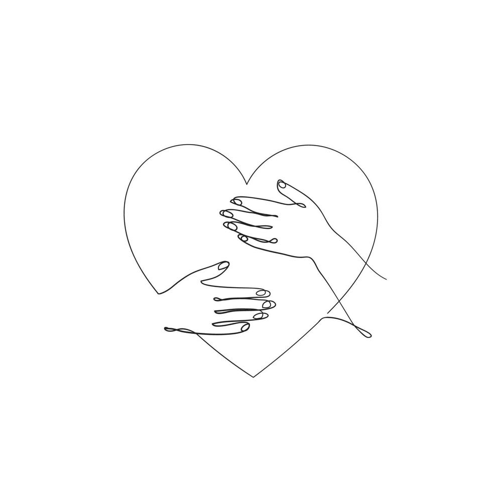 vector de ilustración de amor de corazón de mano de dibujo de línea continua