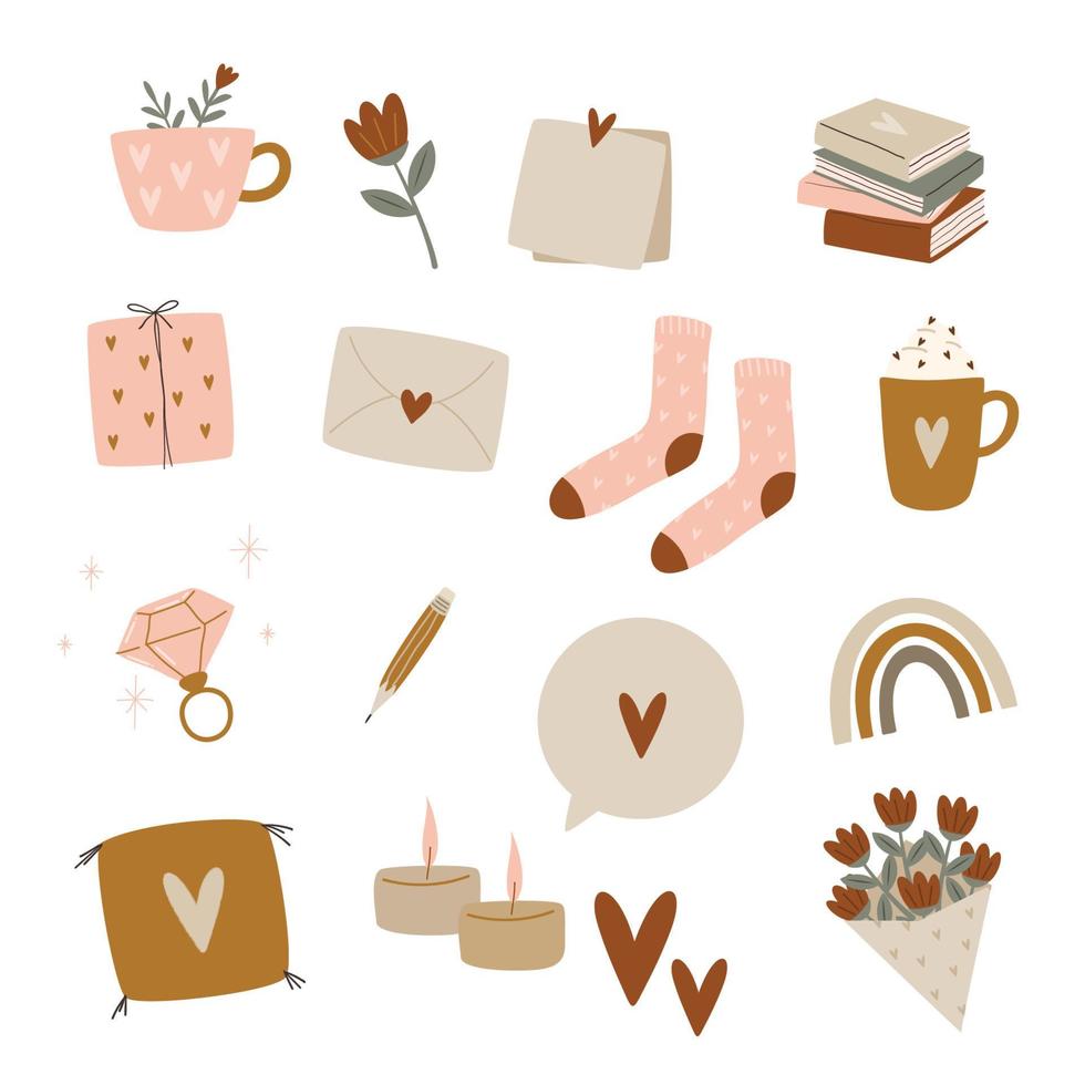 Hand drawn modern cute minimalistic boho style elements vector