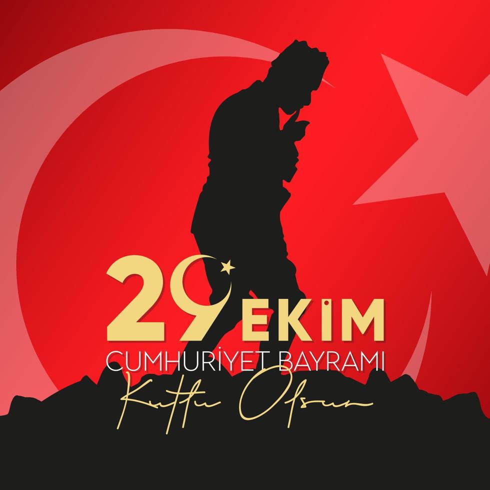 29 ekim cumhuriyet bayram kutlu olsun. 29 de octubre día de la república de turquía. vector