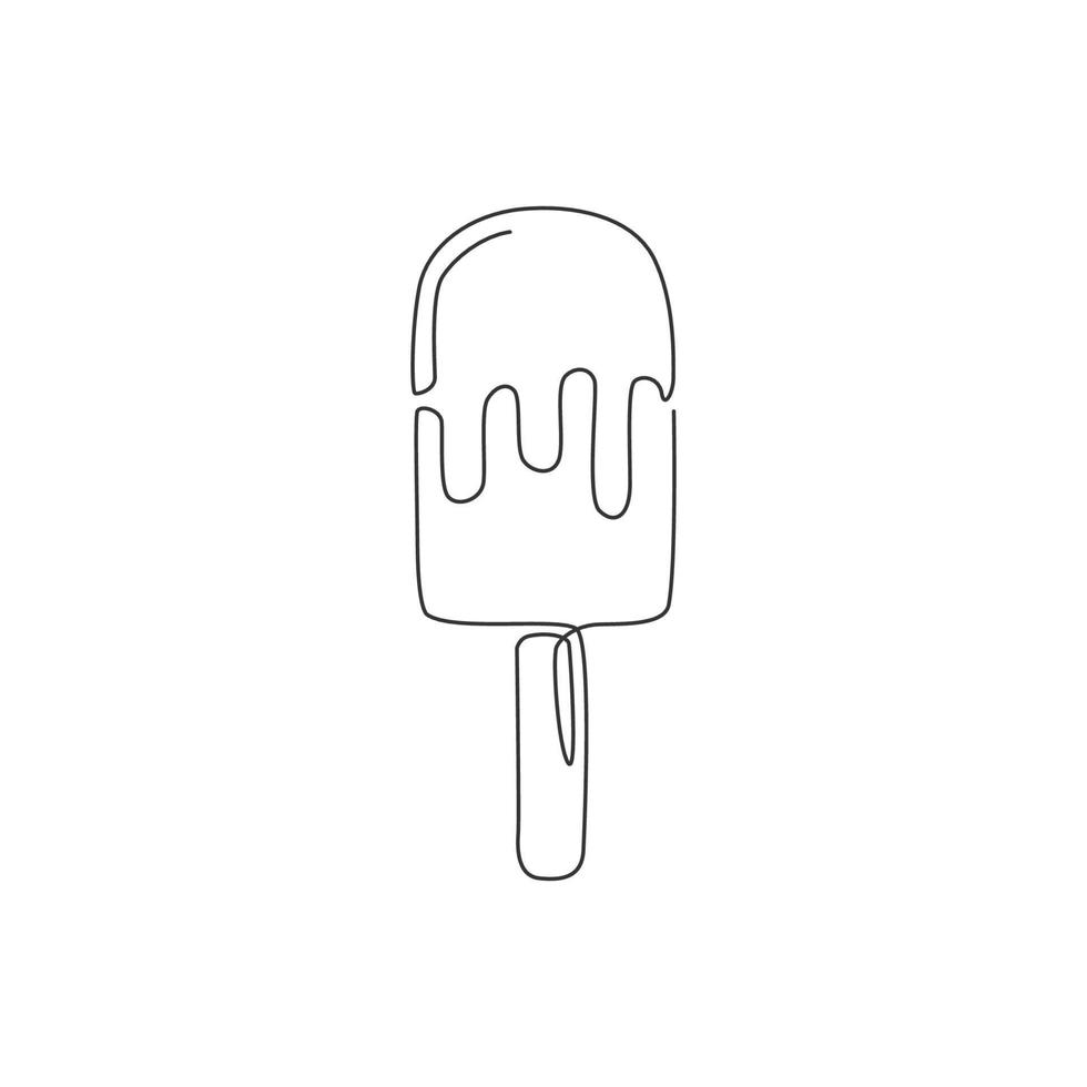 un dibujo de una sola línea de la ilustración de vector gráfico del logotipo de la tienda de paletas dulces frescas. menú de cafetería con palitos de helado y concepto de placa de restaurante. diseño de dibujo de línea continua moderna logotipo de comida callejera