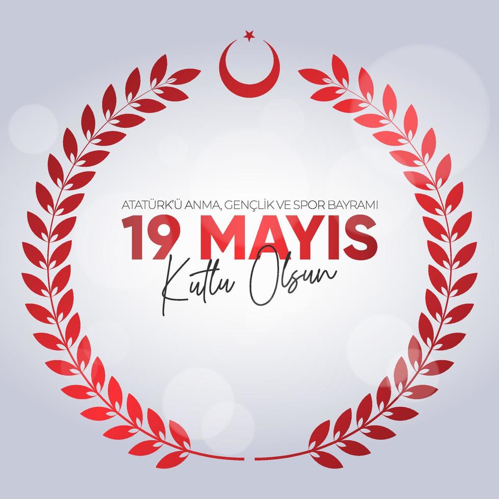 19 Mayis Ataturk'u Anma, Genclik ve Spor Bayrami. May 19 Commemoration of Ataturk, Youth and Sports Day. vector