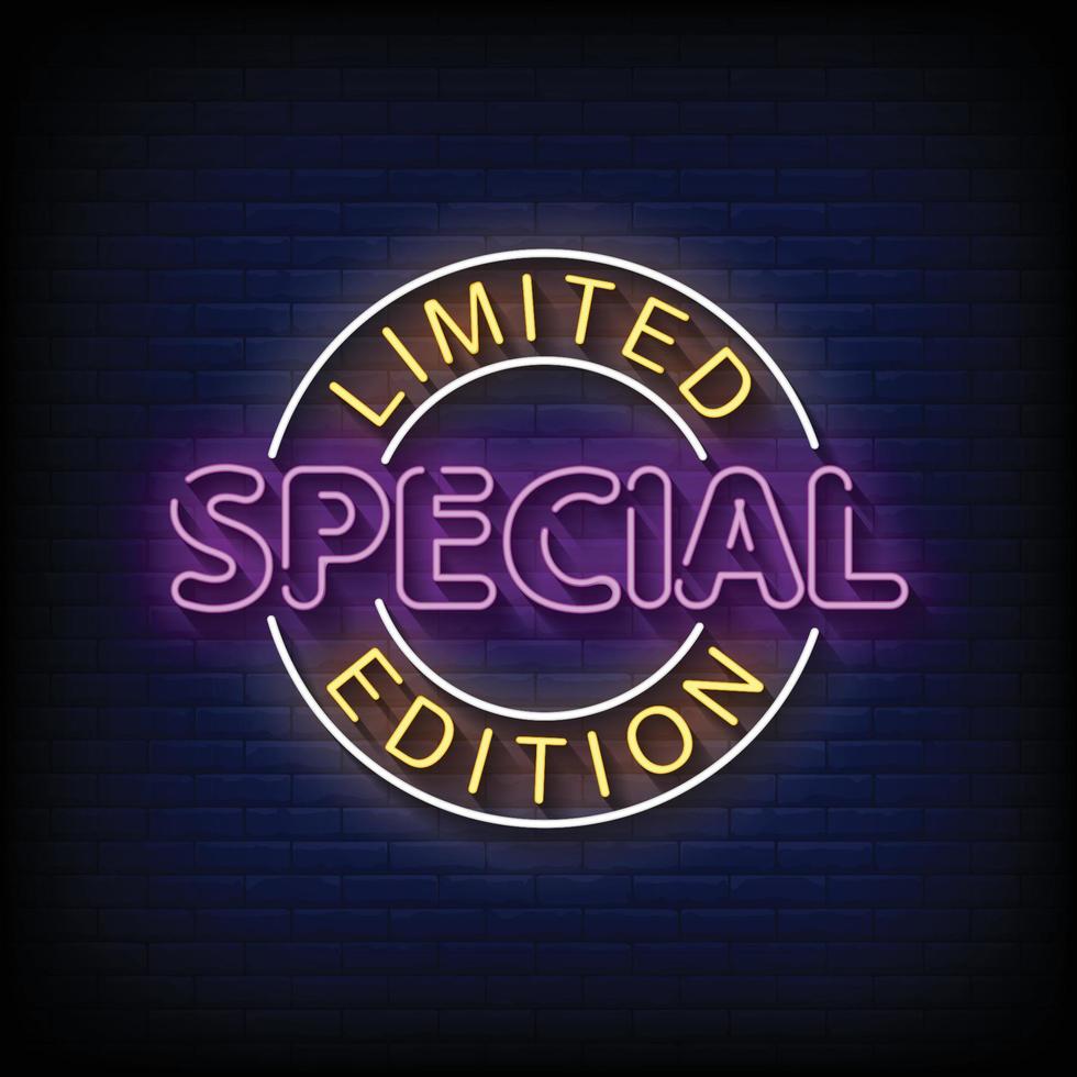 Limited Special Edition Neon Signs Style Text Vector