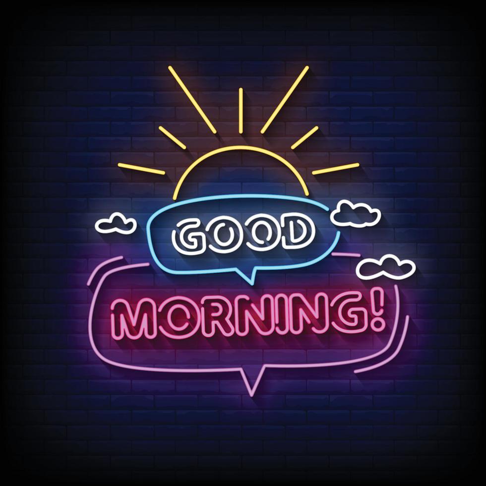 Good Morning Neon Signs Style Text Vector
