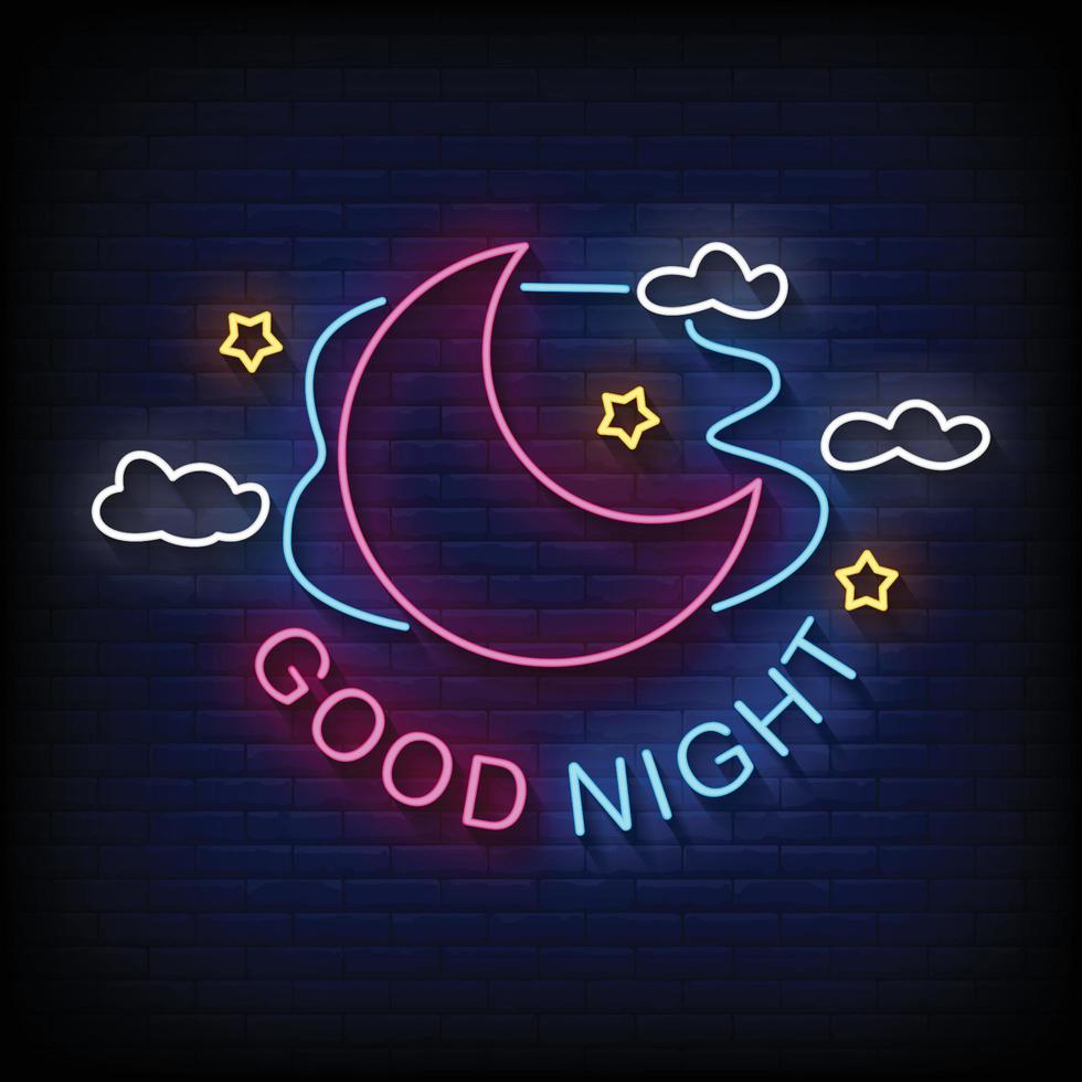 Good night Neon Signs Style Text Vector