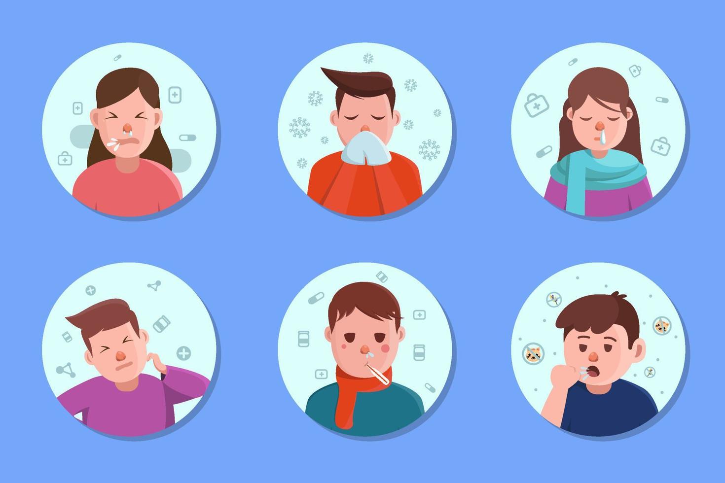 Allergies Sticker Set vector