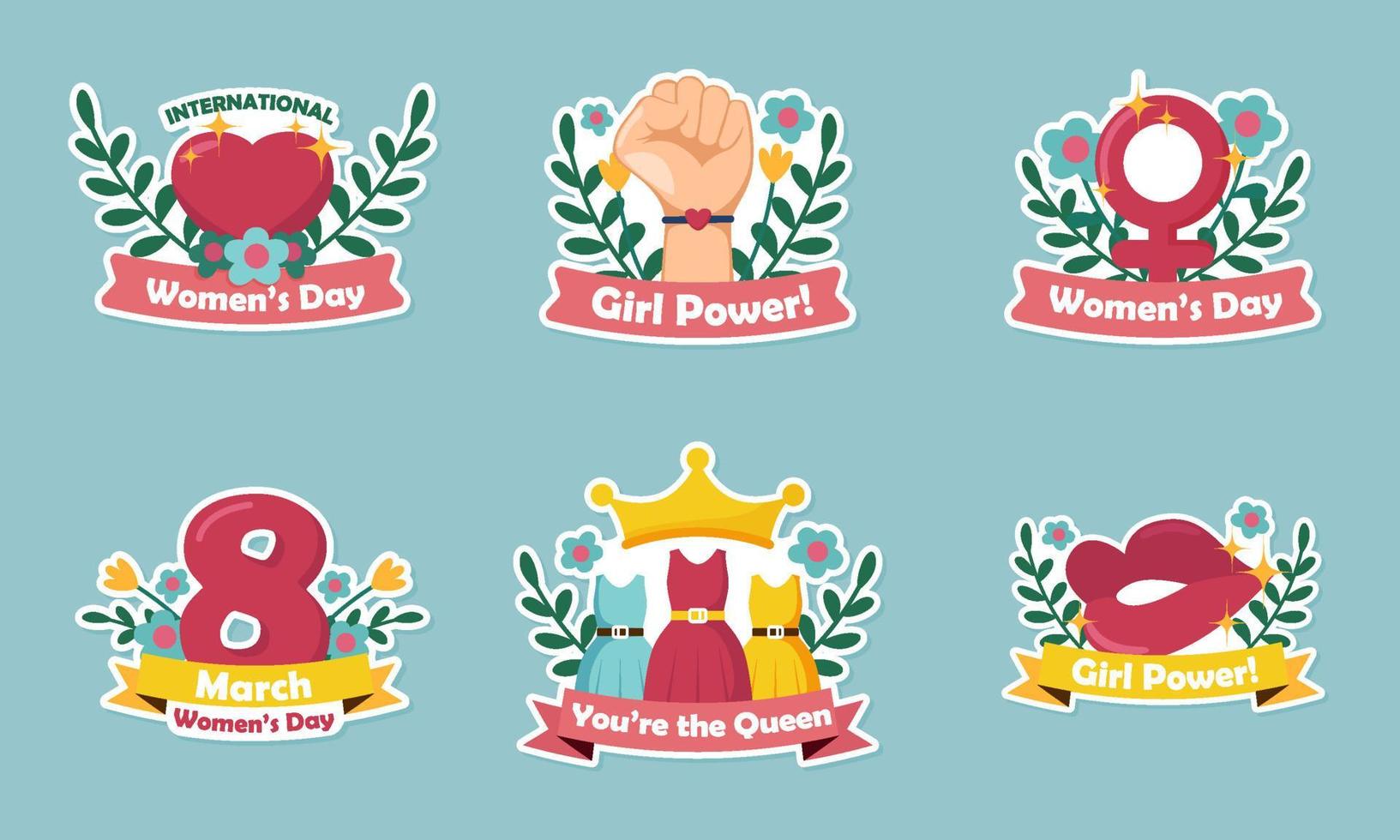 International Women's Day Sticker Set vector