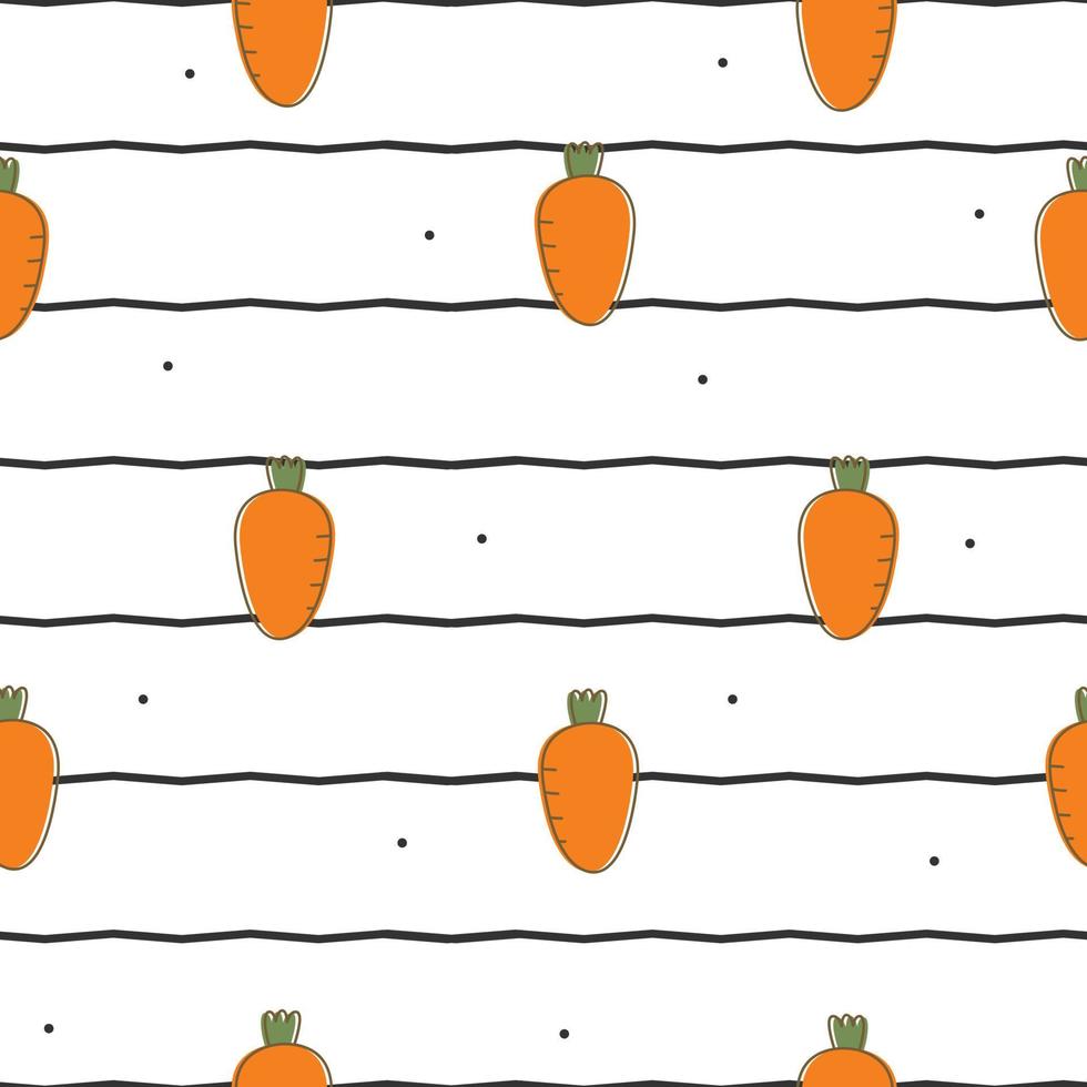 Carrot on notebook pattern seamless background. Cute pattern for kids. Hand drawn in cartoon style vector