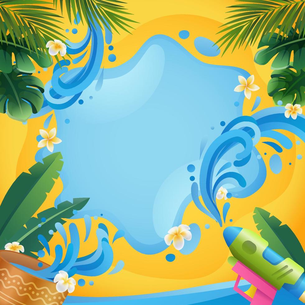 Songkran Festival Background with Water Gun Splash vector