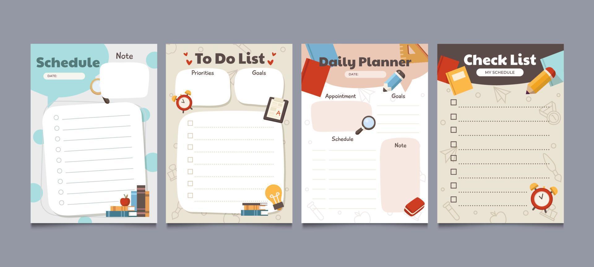 Set of School Journal Template vector